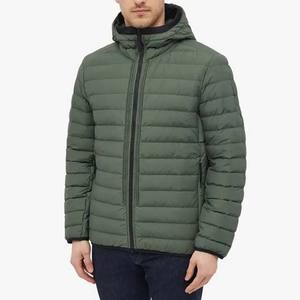 Veste longue et légère pour hommes personnalisable OEM 68% coton biologique 32% nylon recyclé vert capuche imperméable hiver - Product Image 1