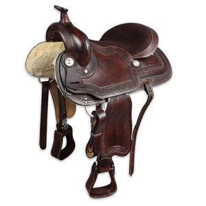 Meilleure vente Selle de cheval adulte de haute qualité en cuir de première qualité Western Trail Barrel Racing Pleasure Confortable et élégante - Product Image 3
