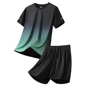 Ensemble de sport pour homme, vêtements de sport de basketball d'été, manches courtes, séchage rapide, respirant, léger, pour la course à pied, en fibre de polyester - Product Image 1