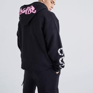 Chándal informal de algodón de gran tamaño para hombre, conjunto de dos piezas, Sudadera con capucha y cremallera completa, Joggers, estampado abullonado, logotipo personalizado, ropa de calle transpirable deportiva - Product Image 6