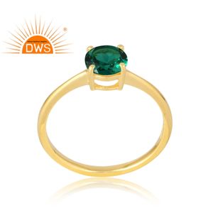 Última venta plata esterlina 925 18K chapado en oro Natural Esmeralda anillo de piedras preciosas Demi joyería fina para mujer regalo para ella - Product Image 1