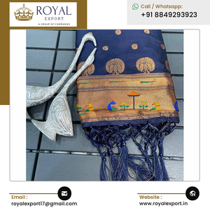 Calidad óptima, superventas, patrón de lujo, diseño elegante, ropa de Festival, Sari de seda pura con cobre Zari tejido, Sari Pallu - Product Image 5