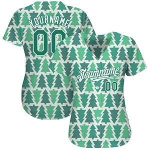 Diseño más vendido Impreso Kelly Green-White Christmas 3D Authentic Baseball Jersey - Product Image 2