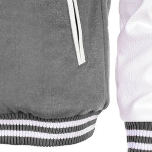 Varsity Letterman Veste Gris Laine Corps Blanc Manches En Cuir Classique Lycée Collège Style CollegeBaseballjacket pour hommes - Product Image 4