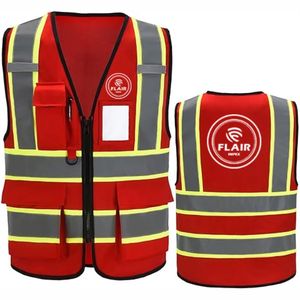 Chaleco de seguridad para hombres y mujeres, 7 bolsillos, chaleco de seguridad reflectante de alta visibilidad, cremallera frontal - Product Image 2