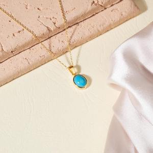 JESSICA CREATION - Colgante de Plata de Ley 925 con Turquesa Natural, Engaste de Bisel Hecho a Mano, Joyería Fina de Moda - Product Image 2