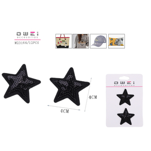 แผ่นปะรูปดาวห้าแฉกสีดำสำหรับเสื้อผ้า - Product Image 1