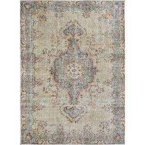 พรมขนสัตว์ถักมือสีทองวินเทจ ขนาด 9x12 ฟุต รูปทรงสี่เหลี่ยมผืนผ้า ลายเหรียญตรา สำหรับห้องนั่งเล่นหรือห้องนอน รุ่น Pae-2777 - Product Image 1