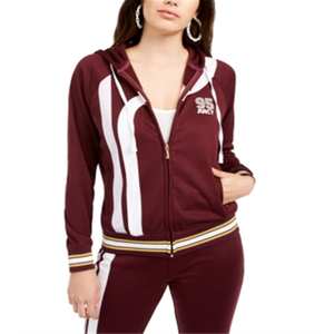 Chaqueta Deportiva Juicy Couture para Mujer, Modelo Tour Logo, Transpirable, Resistente al Viento, con Capucha, Estampada, Otoño/Invierno, para Correr, Color Morado, Talla Pequeña - Product Image 1