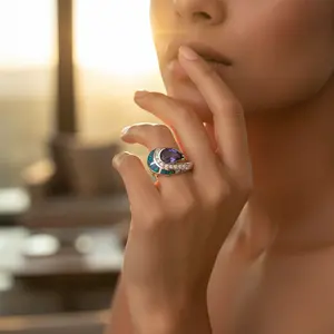 Bague en argent 925 pour femme, Tanzanite, Opale, Zircon, Pierres précieuses certifiées IGI, plaqué rhodium, incrustation de pierres naturelles, bijou élégant, cadeau - Product Image 3