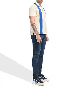 Polo de algodón 100% para hombre, forro azul y blanco de manga corta, contraste con personal de alta calidad a bajo precio, Polo para hombre - Product Image 4