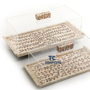 TOP Mother of Pearl Tray With Acrylic Cover Gorgeous <b>Ramadan</b> Eid <b>Gifts</b> <b>Mubarak</b> Serving Platters & Trays - Product Image 3