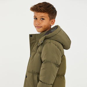 <b>Boys</b> Long Puffer <b>Jacket</b> Zipper Closure Custom Logo Winter Coat Warm Windproof Outerwear for Kids Cold Weather - Product Image 2