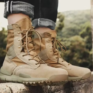Custom Khaki <b>Men</b>’s Leather <b>Boots</b> Outdoor Desert Duty Shoes Ceremonial Activities Tactical Outdoor <b>Waterproof</b> <b>for</b> <b>Men</b> - Product Image 1