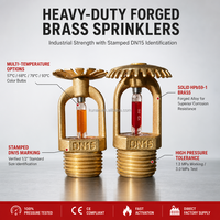 Tête de sprinkler vertical en laiton Kunan pour systèmes d'extinction d'incendie à eau