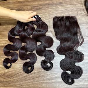 มัดผมมนุษย์สองชั้นเป็นลอนพร้อมลูกไม้ปิดผมนุ่มจากเวียดนามผลิตภัณฑ์ผมมนุษย์ผมดิบ - Product Image 5