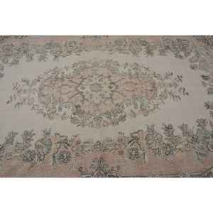 Alfombra turca vintage clásica beige marrón 5,6x9,4 pies de lana de retazos de área grande con respaldo de látex para pasillo o dormitorio - Product Image 5