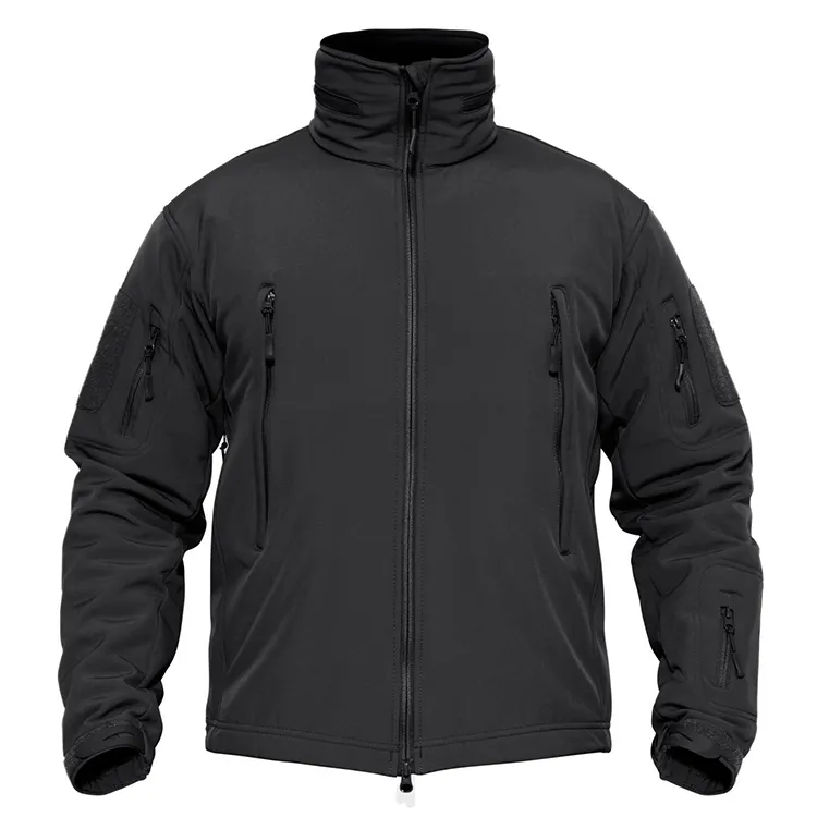 2024 nouvelle veste Softshell conception personnalisée vêtements de travail d'hiver hommes coupe-vent imperméable Polyester doublé fermeture éclair veste souple