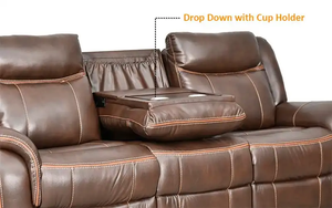 Royaloak โรมหนังอิตาเลียนแบบปรับเอนได้สามที่นั่งพร้อมดรอปดาวน์ - Product Image 4