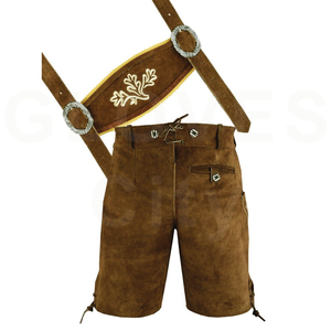 Pantalones Cortos Bávaros Tradicionales de Cuero para Hombre, Traje Alemán Auténtico con Tirantes Bordados y Diseño Clásico 2025 - Product Image 4
