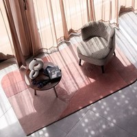Tapis géométrique moderne tufté à la main Red Canyon en laine de Nouvelle-Zélande et Tencel, à poils longs, épais, anti-taches, anti-chute de poils, luxe, pour salon, avec latex