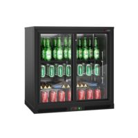 Réfrigérateur de bar commercial - 900 mm - 220 L - avec 2 portes coulissantes en verre - Noir