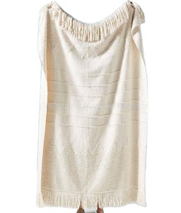 ผ้าห่มผ้าแจ็คการ์ดทำจากผ้าฝ้าย100% มีหลายสีพู่แบบกำหนดเอง - Product Image 4