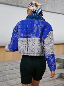 Veste bouffante à la mode chaude d'hiver pour femmes fermeture à glissière complète manches longues respirant tissé - Product Image 2