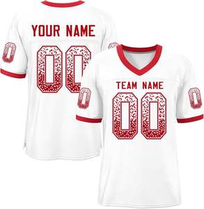 Maillots de football américain imprimés par transfert de chaleur OEM Logo d'équipe personnalisé Numéros nominatifs Vêtements de sport en maille de polyester à séchage rapide - Product Image 2