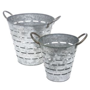 Pot de fleurs en étain galvanisé pour la décoration de la maison, du jardin, de l'hôtel, finition personnalisée, meilleure qualité pour la décoration extérieure et intérieure, lot de deux - Product Image 1