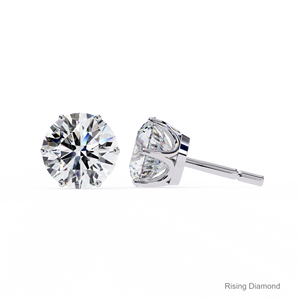 Pendiente de tuerca de diamante cultivado en laboratorio de corte redondo de 1,3 quilates, regalo de aniversario para ella en oro blanco, pendiente de diamante CVD - Product Image 4