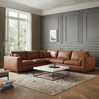 Premium Echtleder Ecksofa-Set Modernes Design Langlebige Konstruktion für Wohnzimmer Schlafzimmer Büro Villa Fitnessraum Keller
