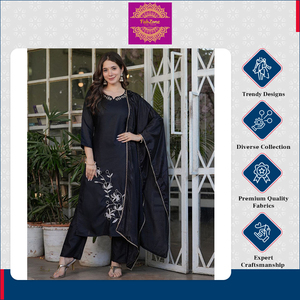 Indien traditionnel Simple Design Unique Viscose rayonne séquence broderie travail haut Kurti pantalon Dupatta ensemble femmes Occasion spéciale - Product Image 4