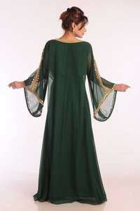 คาฟตันผ้าจอร์เจียสีเขียวปักสีทอง - Product Image 3