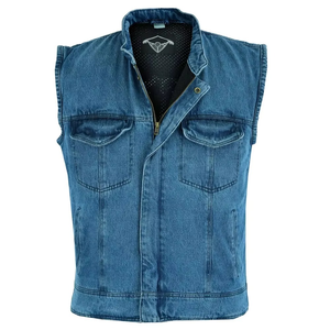 Nouvelle conception de veste sans manches tendance unisexe pour hommes et femmes, veste en jean de cow-boy, veste en jean à capuche pour femmes - Product Image 2
