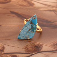 Bague en laiton massif 18 carats faite à la main avec rubis cuivre turquoise incrustation concepteur empilable vêtements de tous les jours bijoux de mode