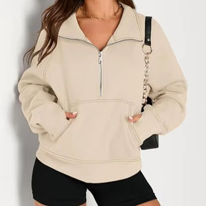 Sudaderas para mujer, Jersey recortado con media cremallera, sudaderas con cremallera de cuarto de lana, trajes de moda de otoño 2025, ropa - Product Image 5