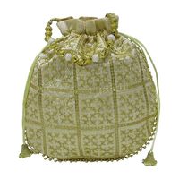 Fait à la main doré Rajasthani Style femmes Potli sac femmes pièce cordon sac tissu soie perle mariage cadeau de noël invités