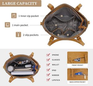 Sac à main fourre-tout en cuir véritable pour femmes avec fermeture à glissière sacs à main de créateur élégants mode personnalisée en gros - Product Image 3