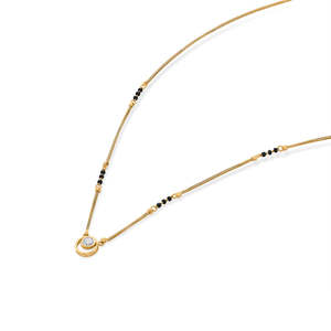 สร้อยคอประดับลูกปัดละเอียดแบบโมเดิร์นสีทอง Radiant Stone Mangalsutra - Product Image 4