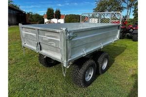 Galvanized Steel Farm <b>Trailer</b> with Diamond Mesh Sides and Dual Axle for <b>Tractor</b> Towing - Product Image 2