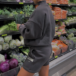 Sweat à capuche impression bouffante conception personnalisée coton polaire femmes surdimensionné survêtement français éponge sweat ensemble à capuche femmes pour l'hiver - Product Image 6