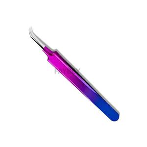 Bonne qualité 45 degrés pince à épiler Extension de cils 12cm pince à épiler à pointe en fibre d'acier inoxydable 16.5g couleur violette - Product Image 5