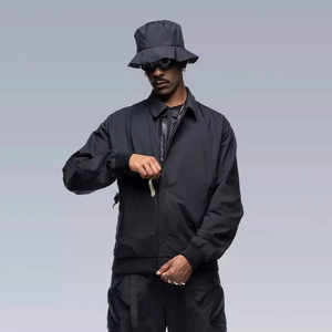 Chaqueta con capucha Cyberpunk Techwear para hombre personalizada, ropa de calle de manga larga con multibolsillos, forro polar de lona fina, estilo Hip Hop - Product Image 1