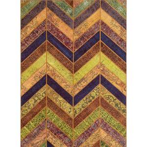 Alfombra de Lana Anudada a Mano de Gran Tamaño, Diseño Multi Chevron, para el Hogar, Pasillo, Sala de Estar, Rectangular, Hecha a Mano, Viscosa - Product Image 1