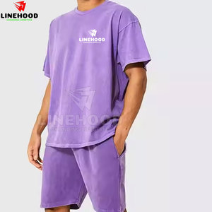 <b>Men's</b> Latest Summer Casual Acid Wash T-Shirt and <b>Shorts</b> Sets Comfortable and Stylish - Product Image 2
