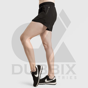 Shorts de Yoga de Corte Recto para Mujer, 100% Poliéster, Transpirables, Ecológicos, Cintura Elástica con Volantes, Logotipo Personalizable - Product Image 3