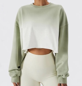 Custom High Quality Crewneck Sublimation Cotton Casual Knitted Crop <b>Top</b> Pullover Lightweight V-Neck Breathable StylishSweatshirt - Product Image 5