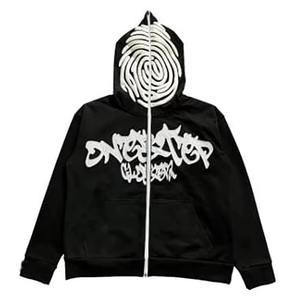 เสื้อฮู้ดฮิปฮอปสตรีทแวร์ พิมพ์ลายนูน 3 มิติ ผ้าฝ้าย 100% ลายกราฟิกสั่งทำพิเศษ ทรงโอเวอร์ไซส์ ซิปยาวเต็มตัว สำหรับผู้ชาย - Product Image 3