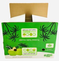 Revêtement UV 2 faces Matériaux recyclés Carton ondulé Sécurité alimentaire Vietnam Boîte en carton de noix de coco Agriculture